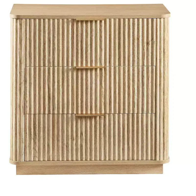 Homy Casa Commode à 3 Tiroirs avec Façades Texturées pour Chambre, Salon ou Entrée, Naturel