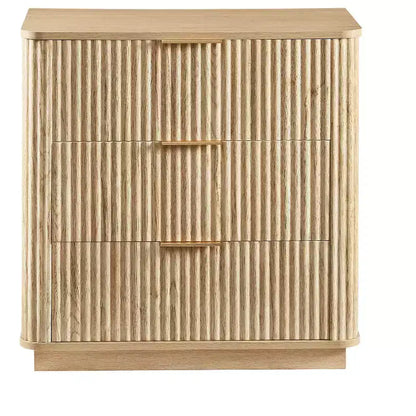 Homy Casa Commode à 3 Tiroirs avec Façades Texturées pour Chambre, Salon ou Entrée, Naturel