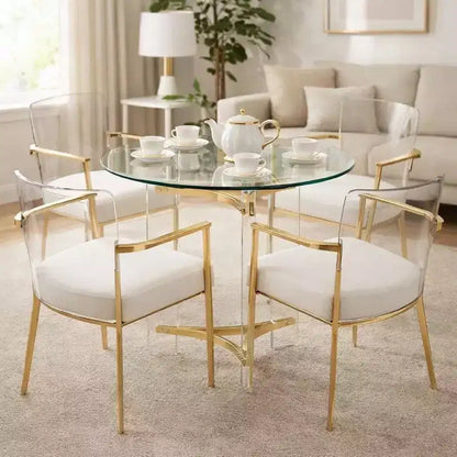 Table d'appoint ronde Royal Hampton de 58 cm, plateau en verre, pieds en acrylique