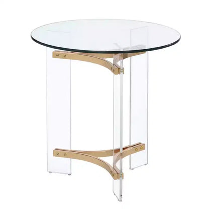 Table d'appoint ronde Royal Hampton de 58 cm, plateau en verre, pieds en acrylique