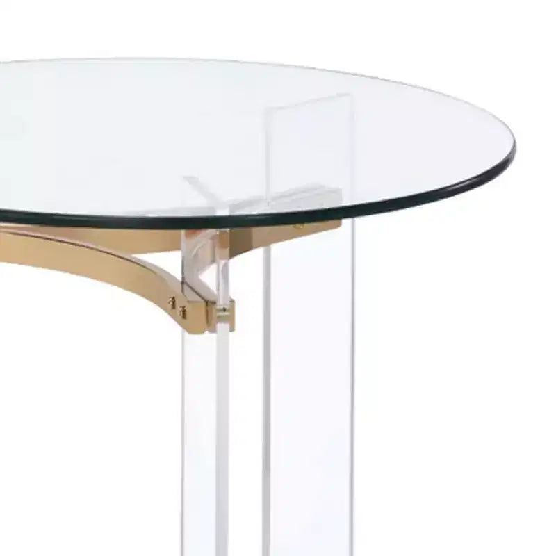 Table d'appoint ronde Royal Hampton de 58 cm, plateau en verre, pieds en acrylique