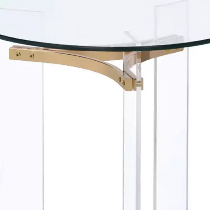 Table d'appoint ronde Royal Hampton de 58 cm, plateau en verre, pieds en acrylique