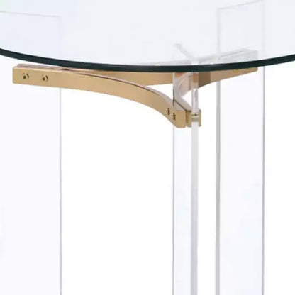 Table d'appoint ronde Royal Hampton de 58 cm, plateau en verre, pieds en acrylique