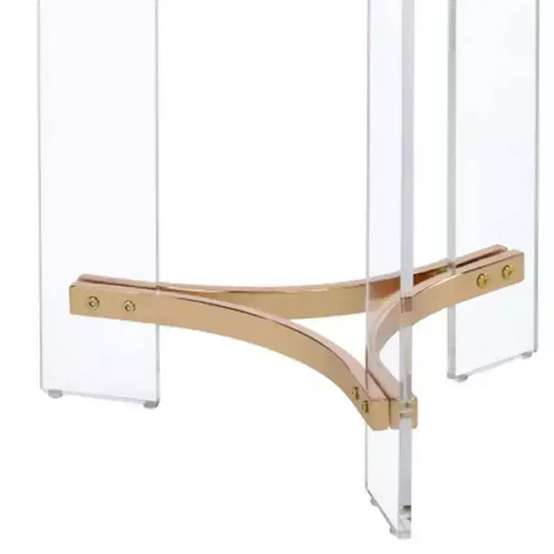 Table d'appoint ronde Royal Hampton de 58 cm, plateau en verre, pieds en acrylique
