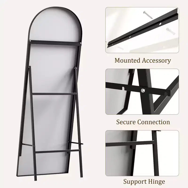Miroir psyché arqué, Miroir psyché sur pied, Miroir inclinable sur pied avec support, Miroir mural, Grand miroir de dressing