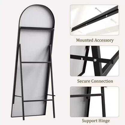 Miroir psyché arqué, Miroir psyché sur pied, Miroir inclinable sur pied avec support, Miroir mural, Grand miroir de dressing
