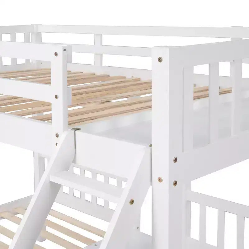 Lit superposé Triple (grand lit en bas, lits jumeaux au milieu et en haut) pour 3 enfants, en bois, avec tiroirs et barrières de sécurité, pour chambre à coucher ou dortoir