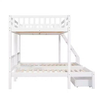 Lit superposé Triple (grand lit en bas, lits jumeaux au milieu et en haut) pour 3 enfants, en bois, avec tiroirs et barrières de sécurité, pour chambre à coucher ou dortoir