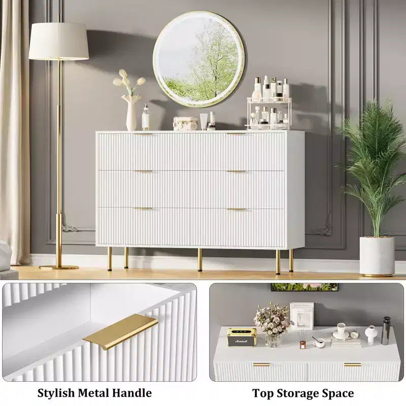 Commode à 6 tiroirs pour chambre à coucher, commode en bois, commode de rangement moderne, pour salon, placard, couloir, entrée