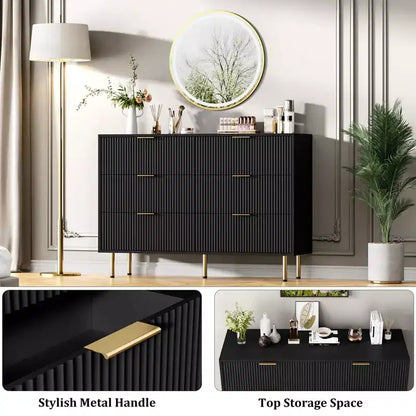 Commode à 6 tiroirs pour chambre à coucher, commode en bois, commode de rangement moderne, pour salon, placard, couloir, entrée