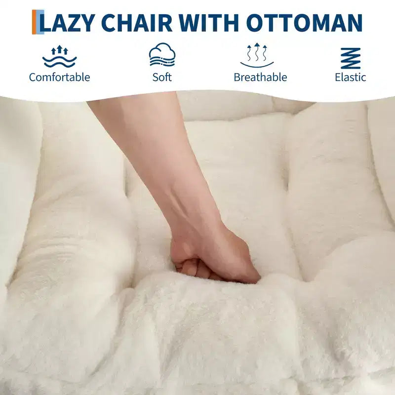 Fauteuil relax avec pouf, Chaises de lecture confortables avec repose-pieds pliable pour salon et chambre avec accoudoirs et une poche latérale