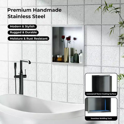 Niche de douche en acier inoxydable, organiseur mural de salle de bain encastré 304 pour douche