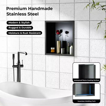 Niche de douche en acier inoxydable, organiseur mural de salle de bain encastré 304 pour douche