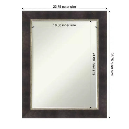 Amanti Art Odin Miroir Mural de Salle de Bain en Bois biseauté Petite Bronze Antique 28,75 x 22,75 po