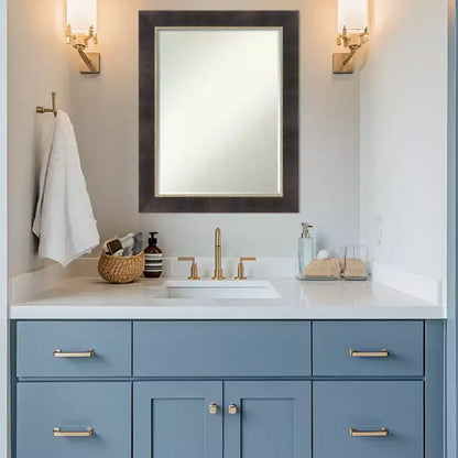 Amanti Art Odin Miroir Mural de Salle de Bain en Bois biseauté Petite Bronze Antique 28,75 x 22,75 po