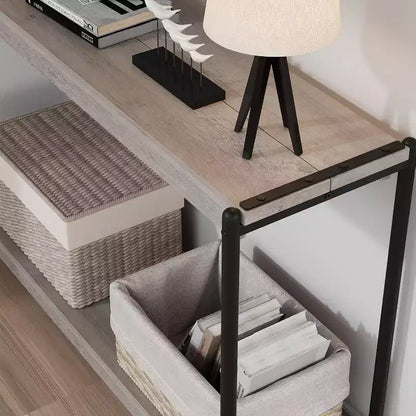 Console en panneaux de particules - Table console de 40 pouces, table à deux niveaux à lattes avec étagères, style rustique de ferme pour entrée, salon, couloir