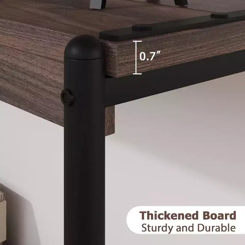 Console en panneaux de particules - Table console de 40 pouces, table à deux niveaux à lattes avec étagères, style rustique de ferme pour entrée, salon, couloir