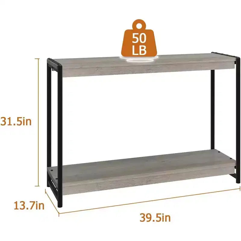 Console en panneaux de particules - Table console de 40 pouces, table à deux niveaux à lattes avec étagères, style rustique de ferme pour entrée, salon, couloir