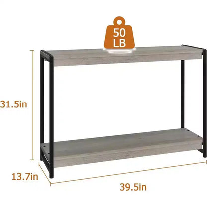 Console en panneaux de particules - Table console de 40 pouces, table à deux niveaux à lattes avec étagères, style rustique de ferme pour entrée, salon, couloir