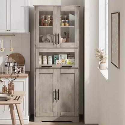 Armoire de rangement de salle de bain de 170 cm de haut, placard de cuisine moderne avec double porte, étagères réglables, meuble autoportant avec tiroir pour salle de bain ou cuisine
