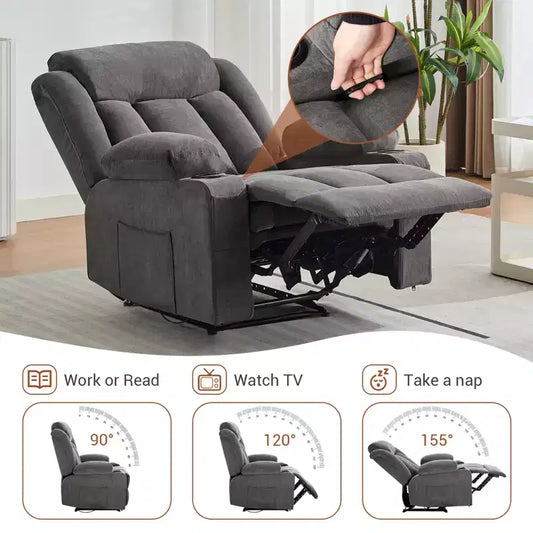 Fauteuil inclinable surdimensionné, Fauteuil inclinable manuel avec vibration de massage et fonction chauffante, Chauffage lombaire, Canapé profond rembourré confortable pour le salon