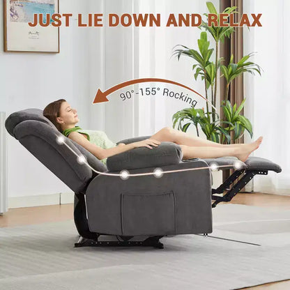 Fauteuil inclinable surdimensionné, Fauteuil inclinable manuel avec vibration de massage et fonction chauffante, Chauffage lombaire, Canapé profond rembourré confortable pour le salon