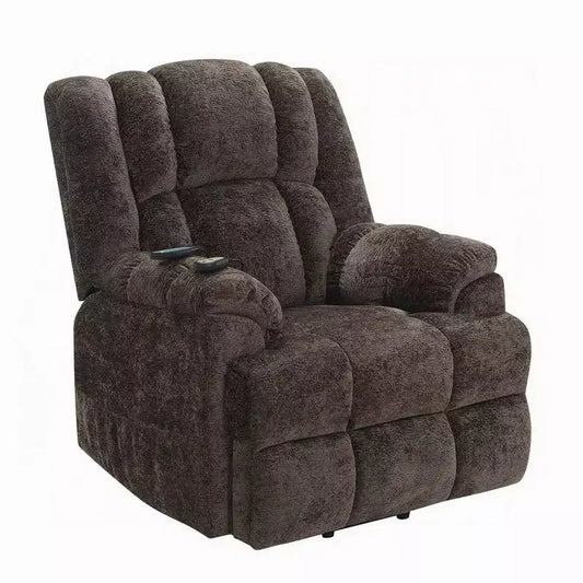 Fauteuil inclinable électrique Royal Hampton avec releveur, fonction chauffante, massage, velours marron