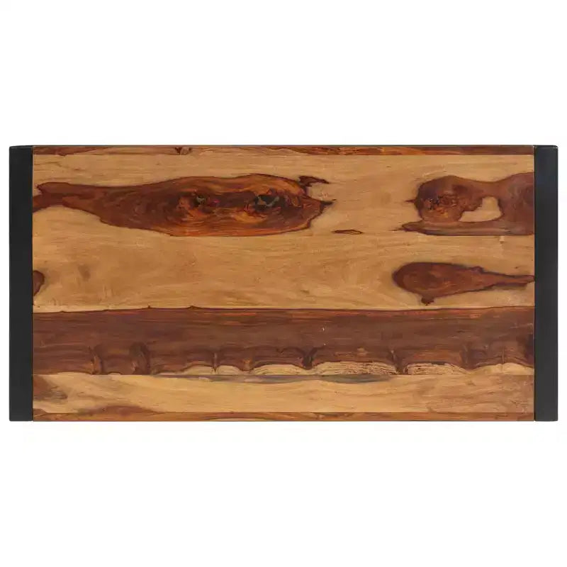 Table basse en bois d'acacia massif marron, acier thermolaqué