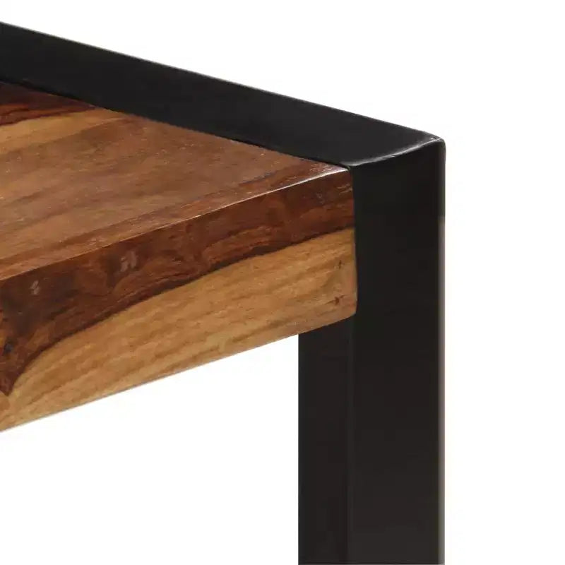 Table basse en bois d'acacia massif marron, acier thermolaqué