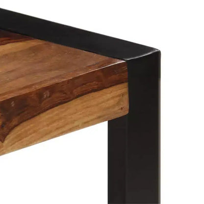 Table basse en bois d'acacia massif marron, acier thermolaqué