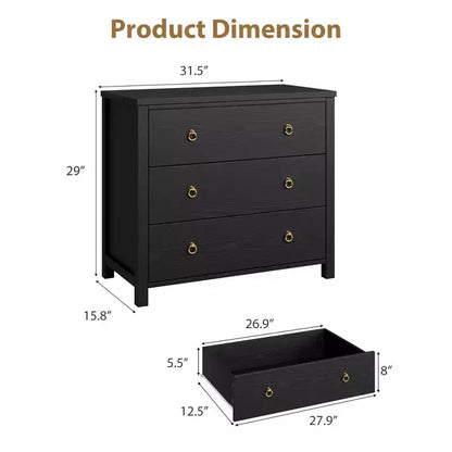 Commode 4 Tiroirs pour Chambre à Coucher - Meuble de Rangement Noir en Bois avec Tiroirs pour Chambre, Salon, Couloir et Bureau