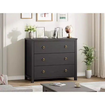 Commode 4 Tiroirs pour Chambre à Coucher - Meuble de Rangement Noir en Bois avec Tiroirs pour Chambre, Salon, Couloir et Bureau