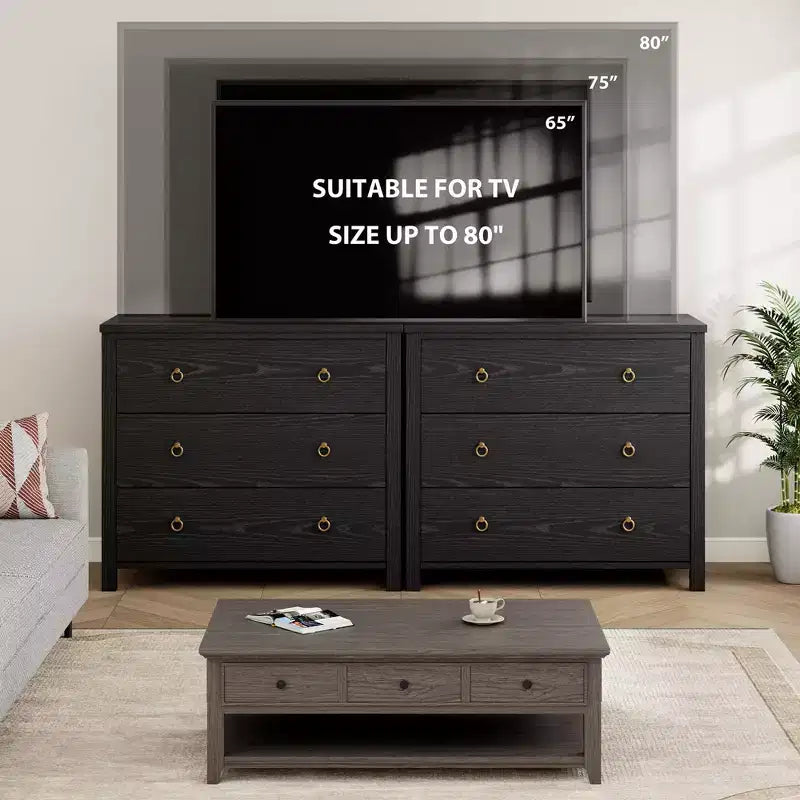 Commode 4 Tiroirs pour Chambre à Coucher - Meuble de Rangement Noir en Bois avec Tiroirs pour Chambre, Salon, Couloir et Bureau