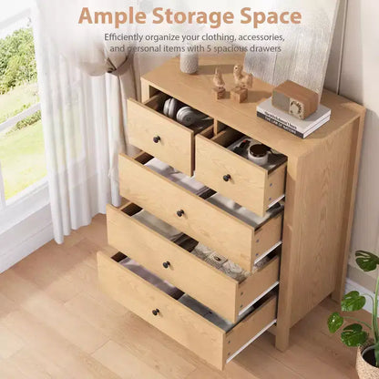 Commode 5 tiroirs pour chambre à coucher, commode haute moderne avec tiroirs de rangement, commode en bois pour chambre à coucher, entrée, couloir