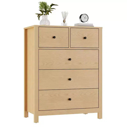 Commode 5 tiroirs pour chambre à coucher, commode haute moderne avec tiroirs de rangement, commode en bois pour chambre à coucher, entrée, couloir