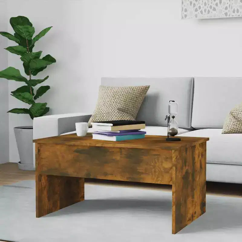 Table basse en bois d'ingénierie chêne fumé 80x50.5x41.5 cm