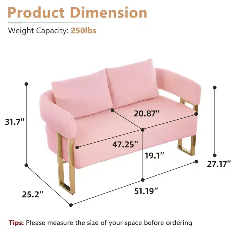 Fauteuil moderne Okak en molleton Teddy avec cadre en métal doré, fauteuil de réception pour salons, zones de détente