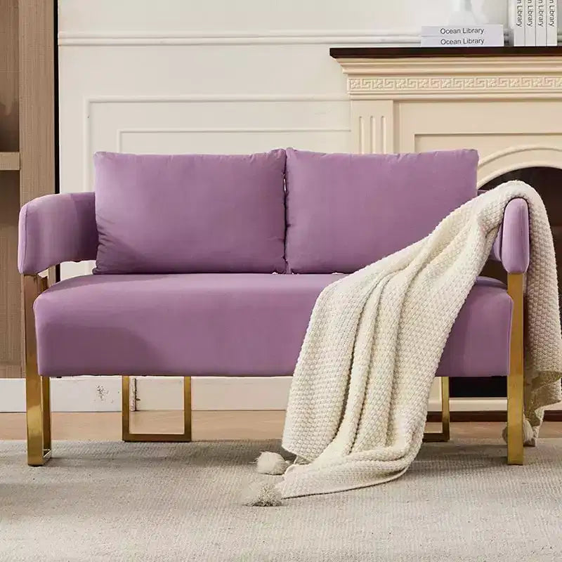 Fauteuil moderne Okak en molleton Teddy avec cadre en métal doré, fauteuil de réception pour salons, zones de détente