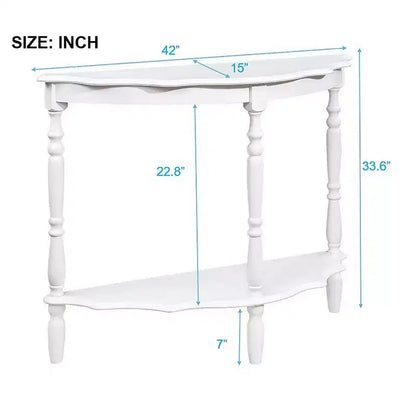 Console demi-lune Okak avec plateau motif nuage, table d'entrée avec cadre et pieds en bois, table de couloir pour salon, foyer, blanc