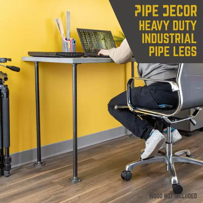Pipe Decor Pieds de table en tube avec bride ronde de 2,5 cm x 76,2 cm - Lot de 4