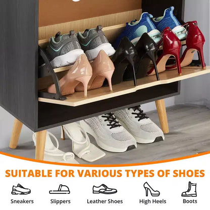 Meuble à chaussures-Rangement de chaussures dissimulé avec tiroir basculant en rotin et conception anti-basculement, Meuble à chaussures pour entrée, couloir, Organisateur de rangement de 18 à 20 paires