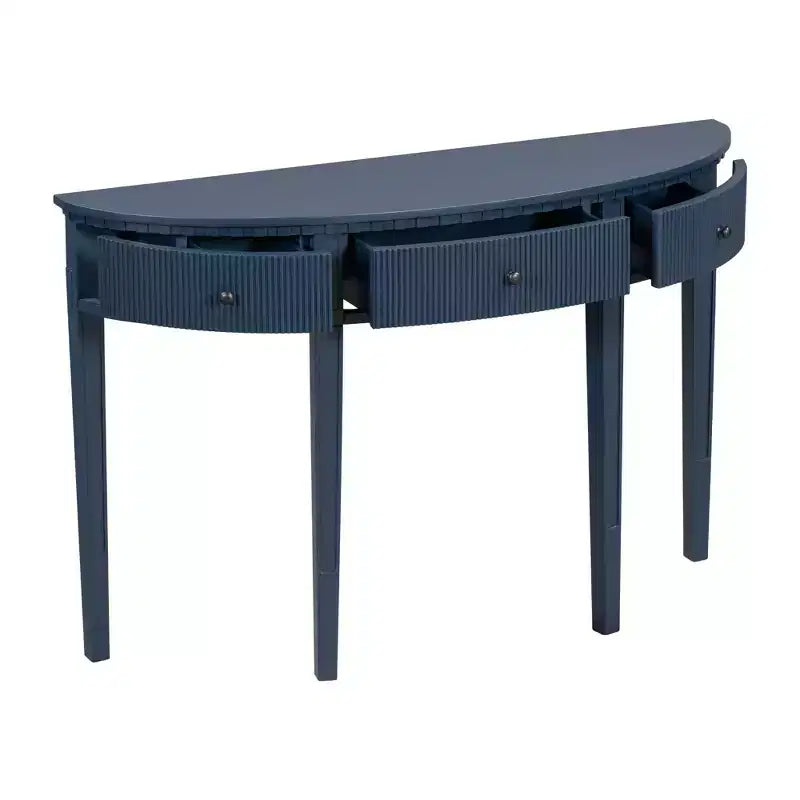 Okak 51.1IN Console Vintage avec Placage de Pin, Table d'Entrée avec 3 Tiroirs et Quatre Pieds, Table de Couloir pour Salon, Foyer, Bleu