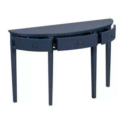 Okak 51.1IN Console Vintage avec Placage de Pin, Table d'Entrée avec 3 Tiroirs et Quatre Pieds, Table de Couloir pour Salon, Foyer, Bleu