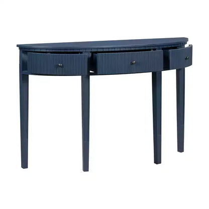 Okak 51.1IN Console Vintage avec Placage de Pin, Table d'Entrée avec 3 Tiroirs et Quatre Pieds, Table de Couloir pour Salon, Foyer, Bleu