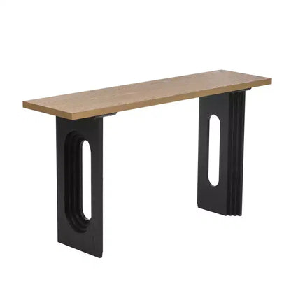 Okak 59.2IN Console moderne en bois avec placage, table d'entrée avec pieds ronds creux, table d'appoint pour couloir, salon, naturel