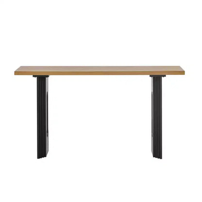 Okak 59.2IN Console moderne en bois avec placage, table d'entrée avec pieds ronds creux, table d'appoint pour couloir, salon, naturel