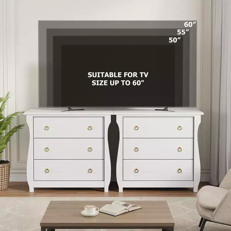 Commode Vintage Blanche de Style Français, 3 Tiroirs Verticaux, S'Adapte à Plusieurs Scènes Comme les Chambres, les Couloirs et les Entrées