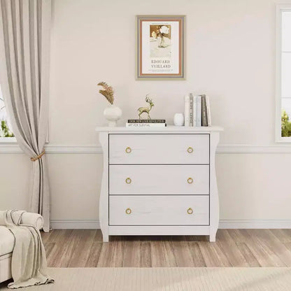 Commode Vintage Blanche de Style Français, 3 Tiroirs Verticaux, S'Adapte à Plusieurs Scènes Comme les Chambres, les Couloirs et les Entrées