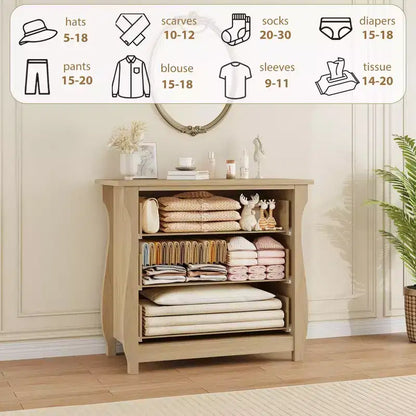 Commode Vintage Blanche de Style Français, 3 Tiroirs Verticaux, S'Adapte à Plusieurs Scènes Comme les Chambres, les Couloirs et les Entrées