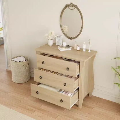 Commode Vintage Blanche de Style Français, 3 Tiroirs Verticaux, S'Adapte à Plusieurs Scènes Comme les Chambres, les Couloirs et les Entrées